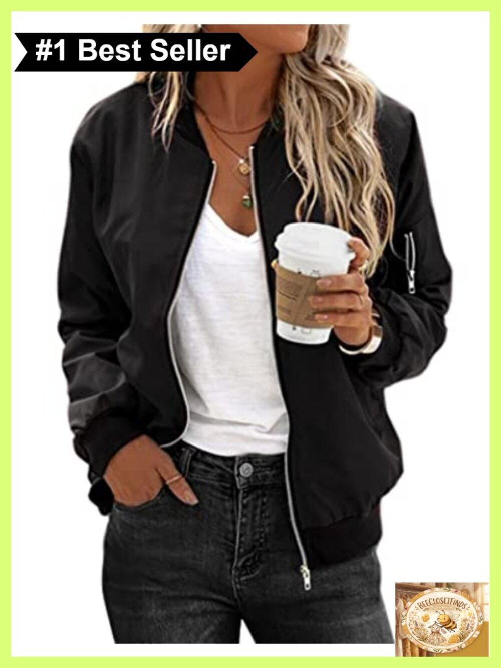 Zeagoo Women's Bomber Jacket Lightweight Zip Up Casual Coat with Pockets